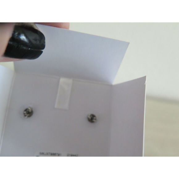 Michael Kors Rose Gold Tone Signature Logo Crystal Stud Earrings - Picture 5 of 5